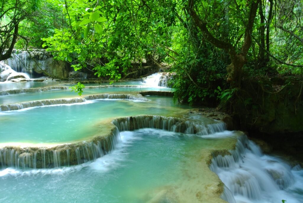 waterfall, laos, luang prabang