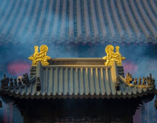 gray paint wall temple