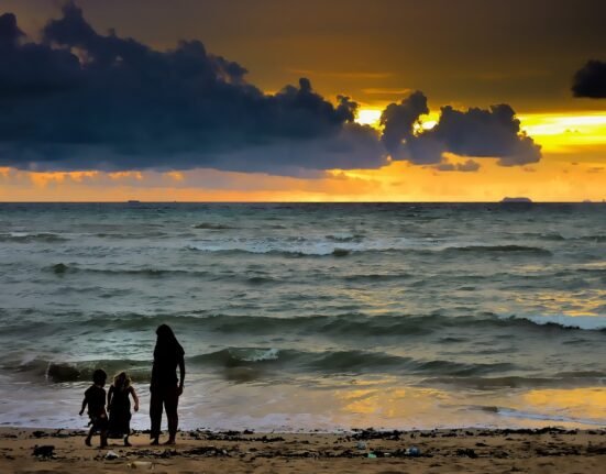 sea, sunset, hdr