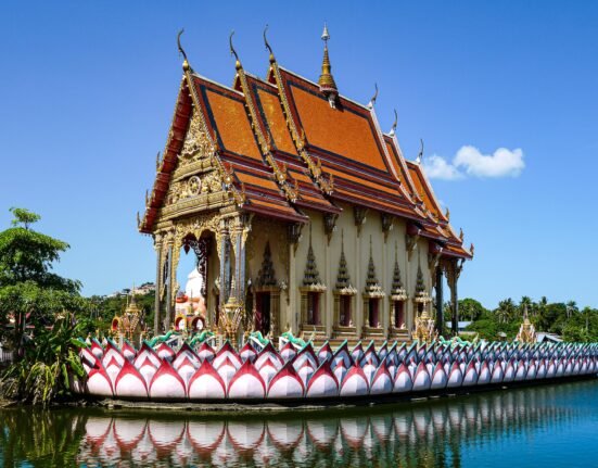 a building with a red roof