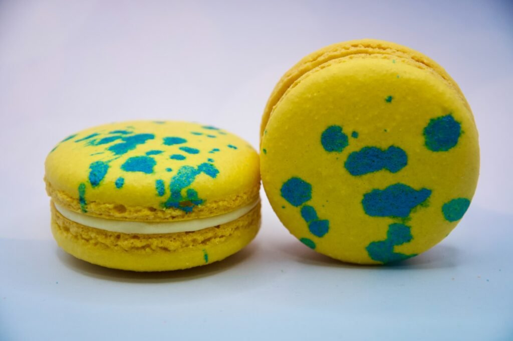 two eggs with blue and white designs