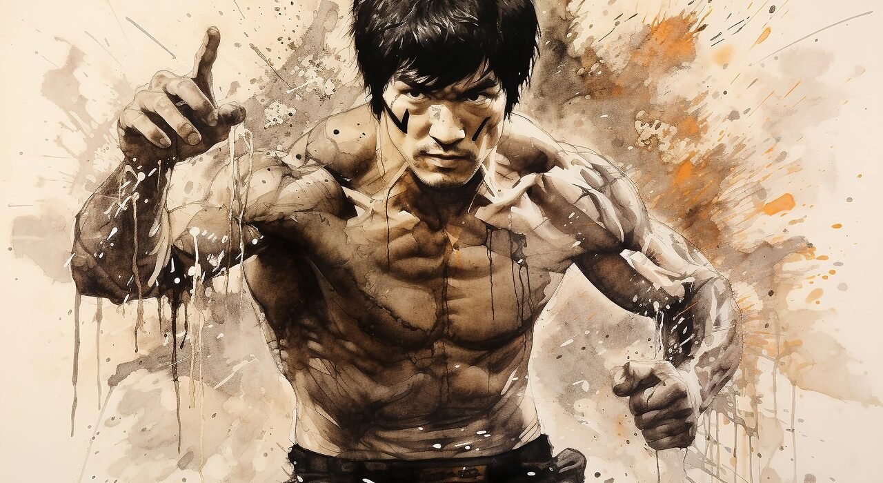 ai generated, bruce lee, watercolor
