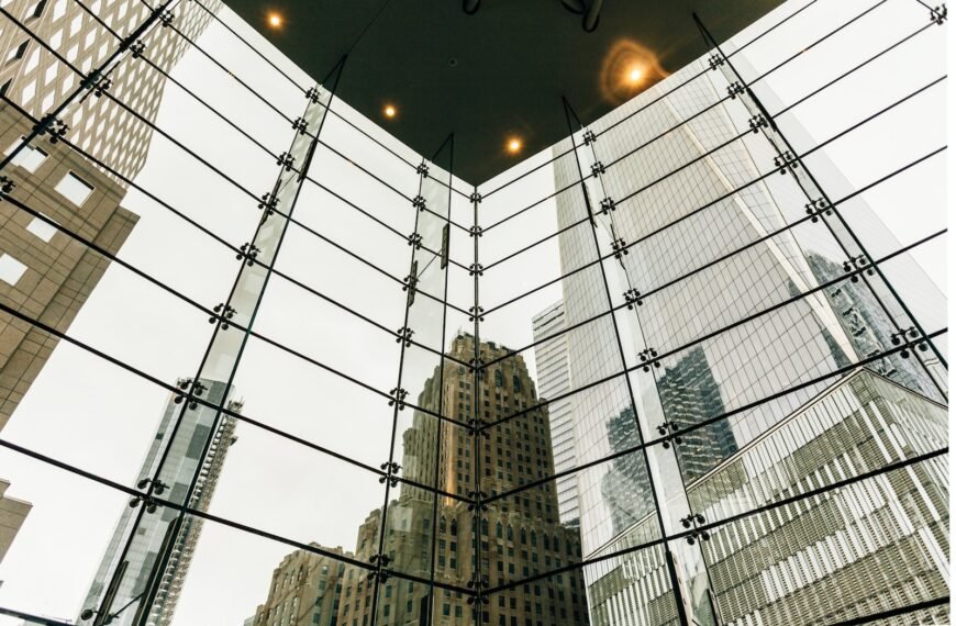 gray high-rise building at night time