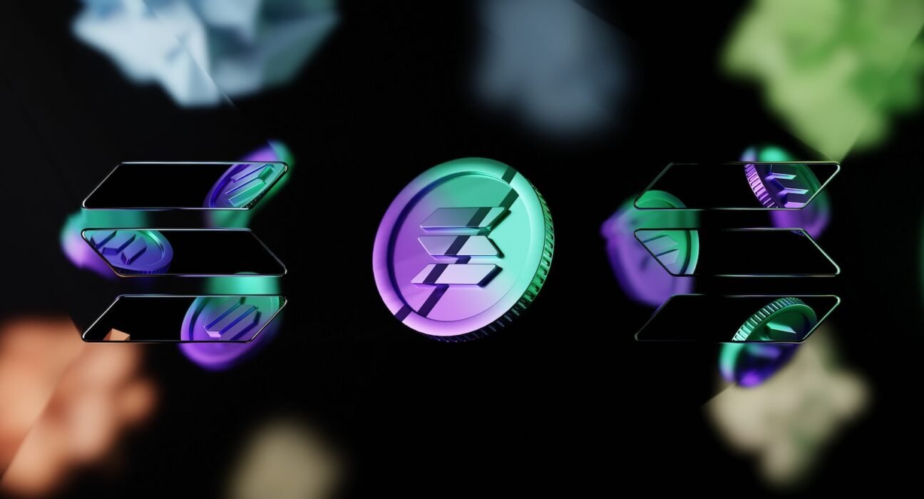 a group of small black and purple dice