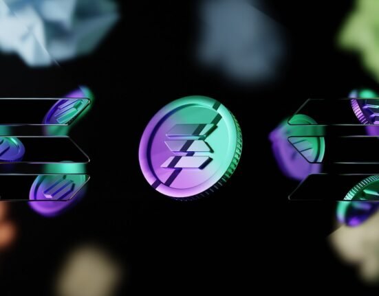 a group of small black and purple dice