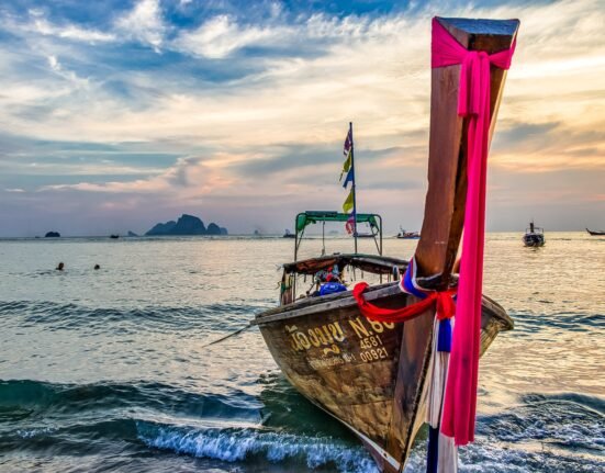 brown boat on sea during daytime