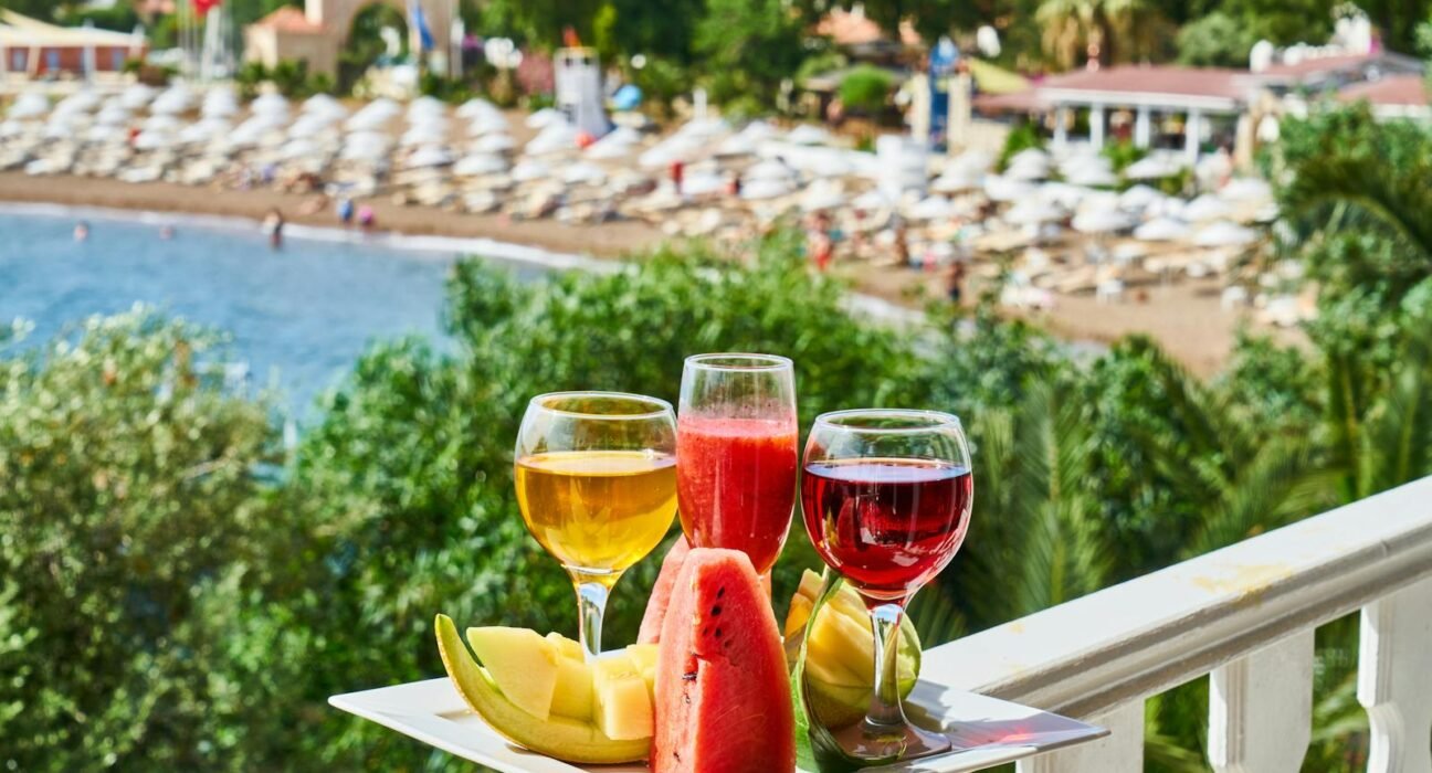 Filled Drinking Glasses in Tray