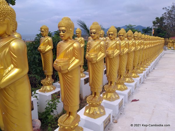 wat num bone in kep, cambodia. chhne angkoul beach.