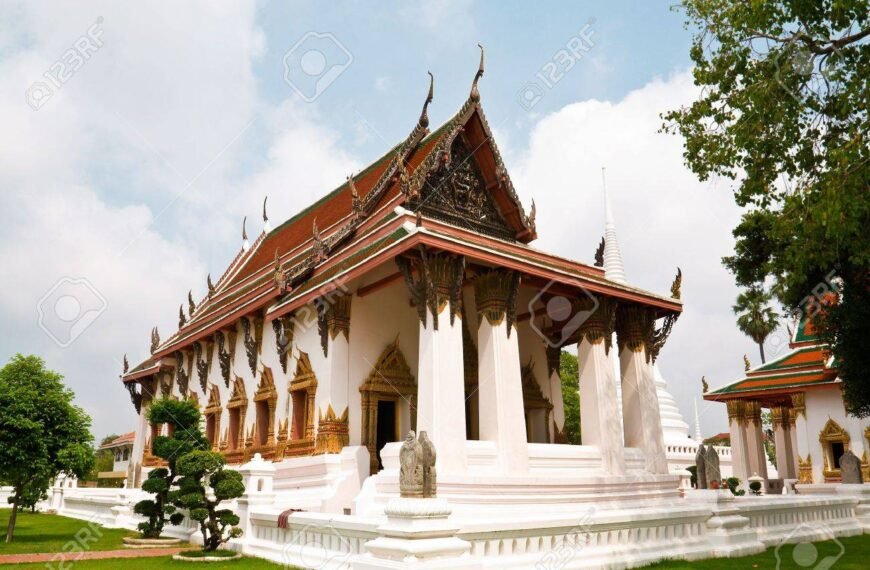old church with beautiful shape in wat suwannaram, thailand stock ...