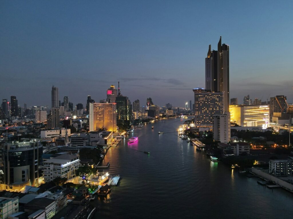 a city with a river running through it