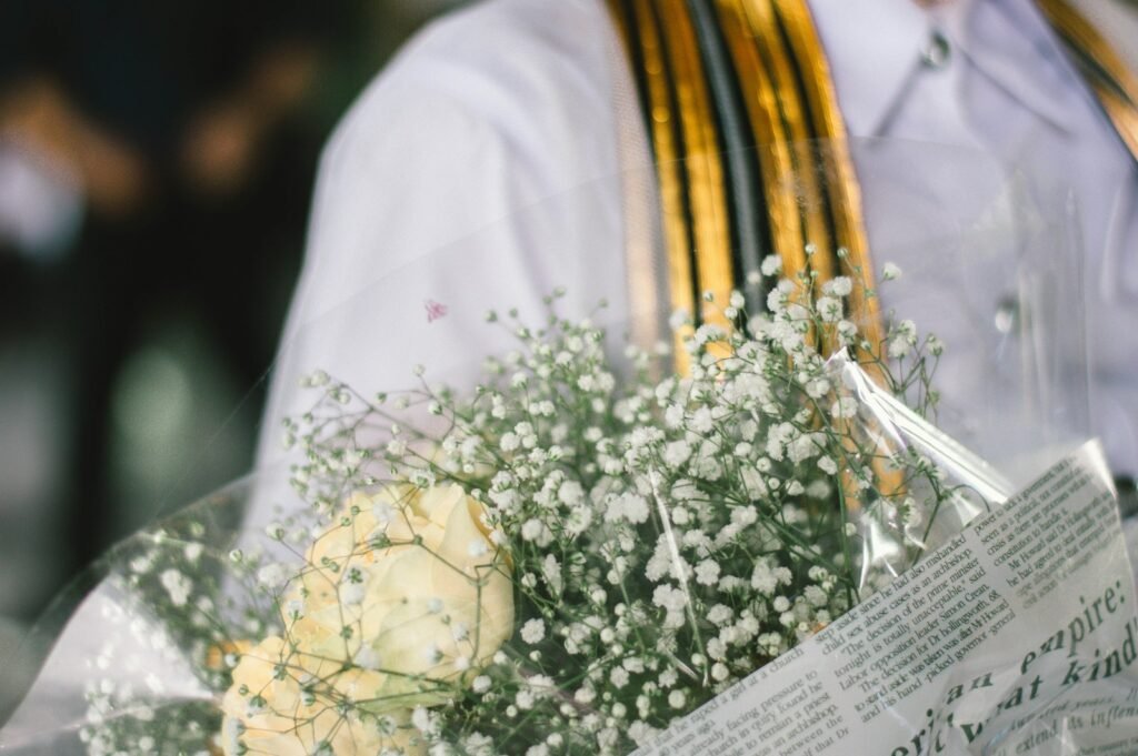 white flowers on white paper