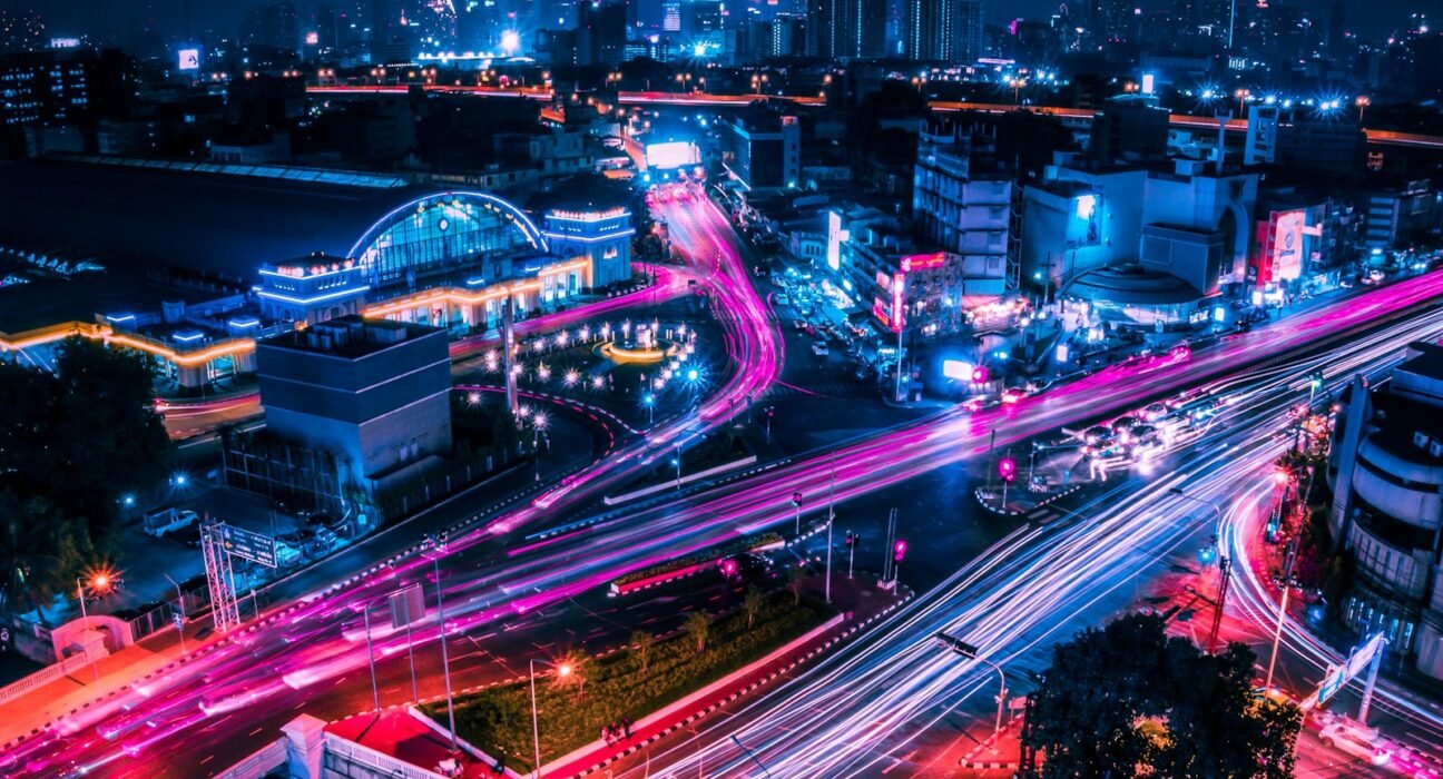 timelapse photo of lighted city streets