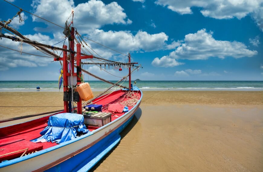 traditional fishing boat at a beach of thailand