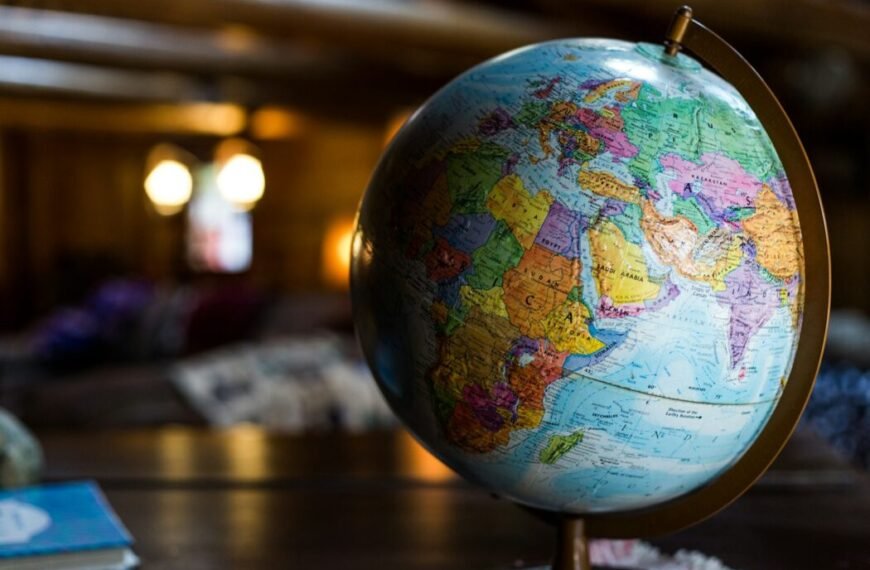desk globe on table