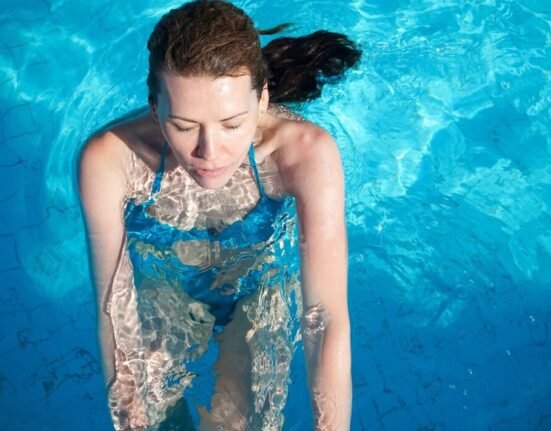 woman, vacation, swimming pool