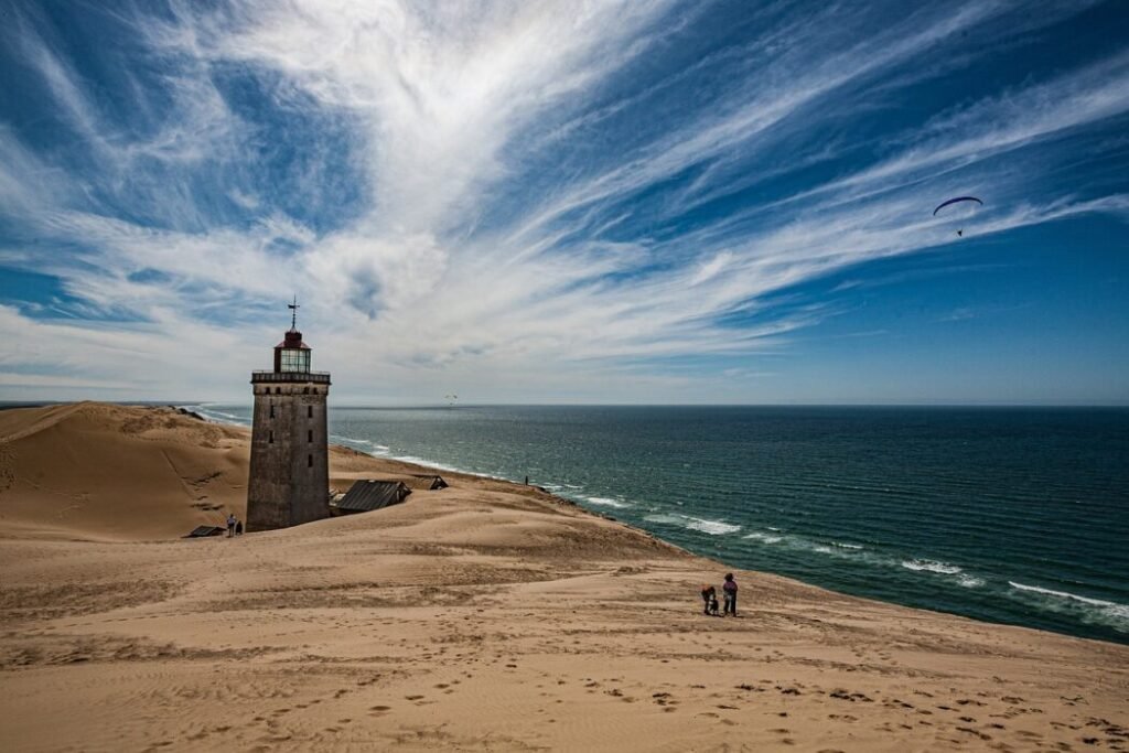 lighthouse, beach, nature